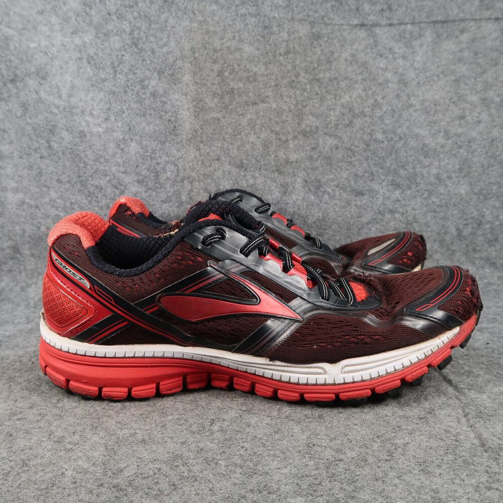 Brooks Shoes Mens 9 Running Sneaker Ghost 8 Athletic Trainer Sport Active Red